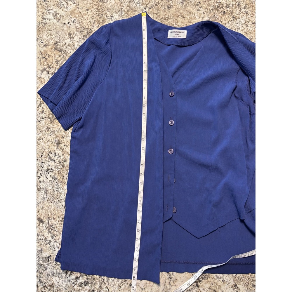 Alfred Dunner Womens 3 Piece Set Royal Blue Cardigan Vest Pants Size 18W - Picture 8 of 8